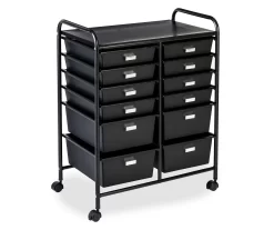 Black Metal 12-Drawer Rolling Storage Cart -Home Style Shop 810539917 3