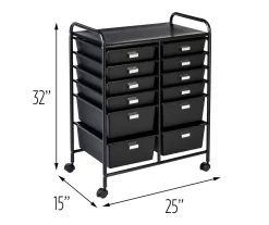 Black Metal 12-Drawer Rolling Storage Cart -Home Style Shop 810539917 5