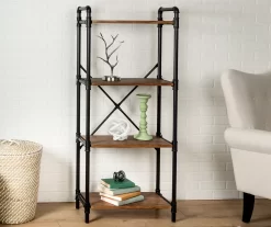 Black Industrial 4-Tier Bookshelf -Home Style Shop 810539935 2
