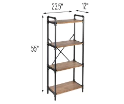 Black Industrial 4-Tier Bookshelf -Home Style Shop 810539935 5