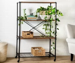 Rustic Black 4-Tier Industrial Rolling Bookshelf 8 Rustic Black 4-Tier Industrial Rolling Bookshelf -Home Style Shop 810539937 3