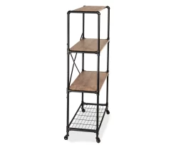 Rustic Black 4-Tier Industrial Rolling Bookshelf 10 Rustic Black 4-Tier Industrial Rolling Bookshelf -Home Style Shop 810539937 5
