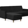 CosmoLiving Liberty Black Velvet Sectional Storage Futon