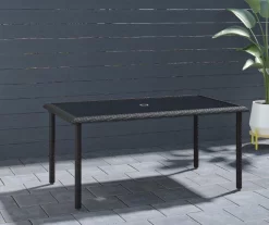 Lakewood Ranch Black Glass & Wicker Patio Dining Table -Home Style Shop 810541483 2