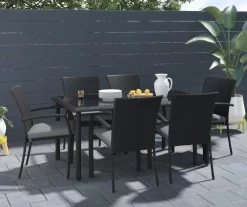 Lakewood Ranch Black Glass & Wicker Patio Dining Table -Home Style Shop 810541483 4