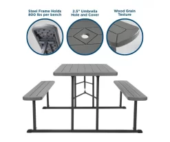 COSCO Intellefit Dark Gray 2-Bench Folding Outdoor Picnic Table -Home Style Shop 810541500 3