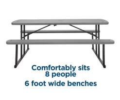 COSCO Intellefit Dark Gray 2-Bench Folding Outdoor Picnic Table -Home Style Shop 810541500 4