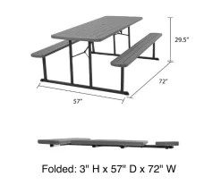 COSCO Intellefit Dark Gray 2-Bench Folding Outdoor Picnic Table -Home Style Shop 810541500 6