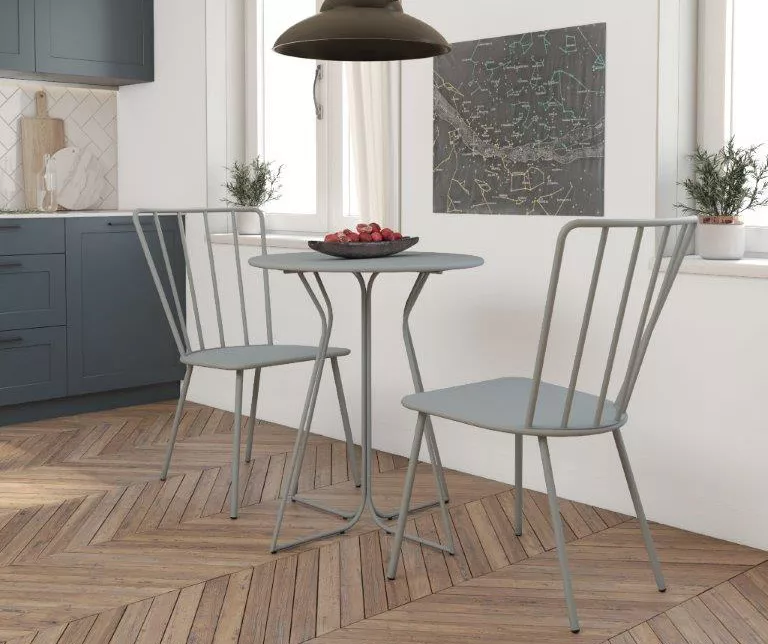 Heidi Light Gray 3-Piece Bistro Patio Furniture Set 2 Heidi Light Gray 3-Piece Bistro Patio Furniture Set - Image 2