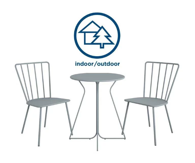 Heidi Light Gray 3-Piece Bistro Patio Furniture Set 3 Heidi Light Gray 3-Piece Bistro Patio Furniture Set - Image 3