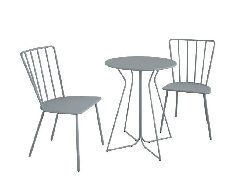 Heidi Light Gray 3-Piece Bistro Patio Furniture Set 4 Heidi Light Gray 3-Piece Bistro Patio Furniture Set - Image 4