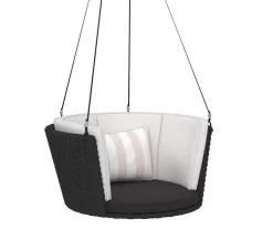 Sally Black Wicker Hanging Patio Swing -Home Style Shop 810541518 6 1