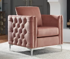 Lizmont Blush Tufted Velvet Accent Chair -Home Style Shop 810542292 1