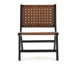 Fayme Camel Armless Leather Woven-Back Lounge Chair -Home Style Shop 810542301 2