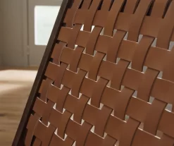 Fayme Camel Armless Leather Woven-Back Lounge Chair -Home Style Shop 810542301 3