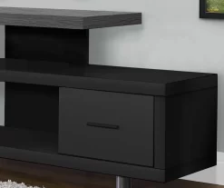 60" Black & Gray Top TV Stand -Home Style Shop 810542411 3