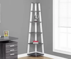 Monarch 5-Shelf Etagere Corner Bookcase -Home Style Shop 810542443 1