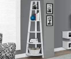 Monarch 5-Shelf Etagere Corner Bookcase -Home Style Shop 810542448 1