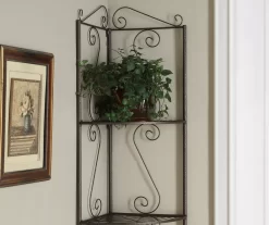 Copper Metal 4-Shelf Etagere Corner Bookcase -Home Style Shop 810542455 3