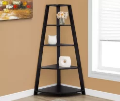 Monarch 4-Shelf Etagere Corner Bookcase -Home Style Shop 810542456 1
