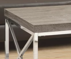 Dark Taupe & Chrome Metal Coffee Table 6 Dark Taupe & Chrome Metal Coffee Table -Home Style Shop 810542479 3