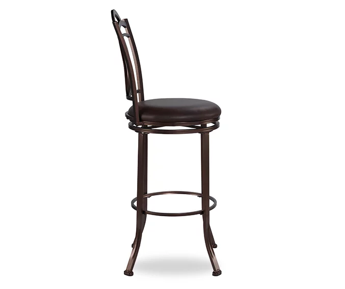 Dakota Brown Metal Faux Leather Upholstered Bar Stool 4 Dakota Brown Metal Faux Leather Upholstered Bar Stool - Image 4