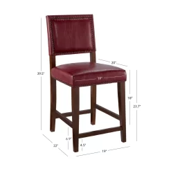 Lanier Red Upholstered Wood Nailhead Counter Stool -Home Style Shop 810543060 1