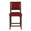 Lanier Red Upholstered Wood Nailhead Counter Stool