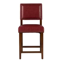 Lanier Red Upholstered Wood Nailhead Counter Stool