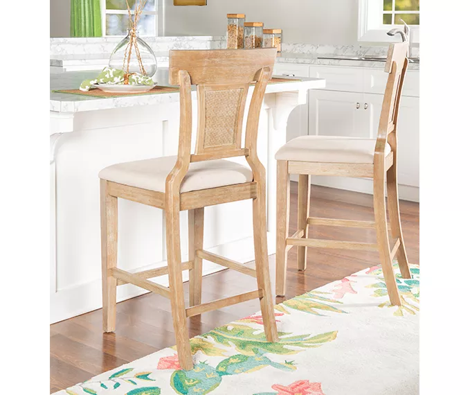 Ryder Gray Wash Upholstered Woven Rattan Counter Stool 2 Ryder Gray Wash Upholstered Woven Rattan Counter Stool - Image 2