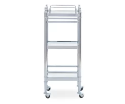 Hawkins Chrome & Glass 3-Shelf Rolling Cart -Home Style Shop 810543096 4