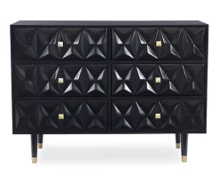 Urban Fresh Black & Gold 6-Drawer Textured Geometric Dresser