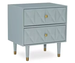 Urban Fresh Gray & Gold 2-Drawer Textured Geometric Nightstand
