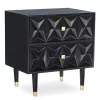 Urban Fresh Black & Gold 2-Drawer Textured Geometric Nightstand