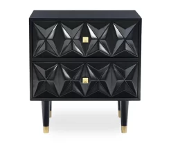 Urban Fresh Black & Gold 2-Drawer Textured Geometric Nightstand -Home Style Shop 810543105 3