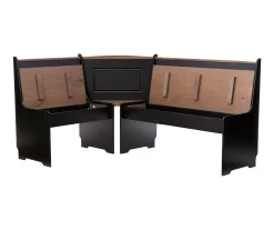 Atrium Black & Pecan 3-Piece Wooden Breakfast Nook Set -Home Style Shop 810543121 A8 1