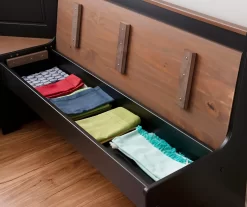 Atrium Black & Pecan 3-Piece Wooden Breakfast Nook Set -Home Style Shop 810543121 B8