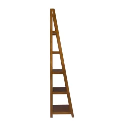 Presley Walnut 5-Shelf Ladder Bookcase -Home Style Shop 810543154 3