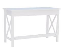 Richland White 1-Drawer Wood X Leg Desk -Home Style Shop 810543159 5