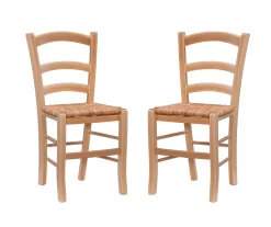 Bordeaux Natural Handwoven Ladder Back Side Chairs, 2-Pack