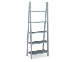 Boston Gray 5-Shelf Wooden Ladder Bookcase -Home Style Shop 810543216 4