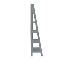 Boston Gray 5-Shelf Wooden Ladder Bookcase -Home Style Shop 810543216 5