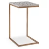 Global Designs Gold Geometric Capiz Mosaic Fish Pattern C Accent Table