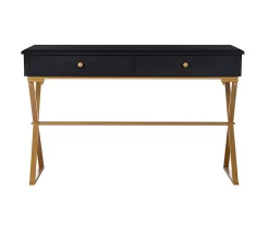 Glam Black & Gold 2-Drawer Campaign Desk -Home Style Shop 810543220 3