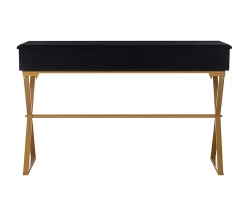 Glam Black & Gold 2-Drawer Campaign Desk -Home Style Shop 810543220 4