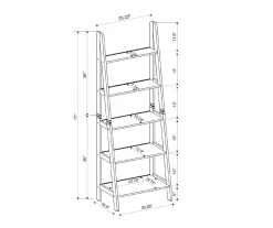 Boston Espresso 5-Shelf Wooden Ladder Bookcase -Home Style Shop 810543223 A8