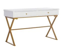 Glam White & Gold 2-Drawer Campaign Desk -Home Style Shop 810543228 A0 1