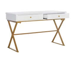 Glam White & Gold 2-Drawer Campaign Desk -Home Style Shop 810543228 A0 6