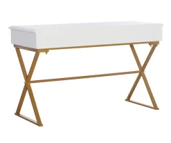 Glam White & Gold 2-Drawer Campaign Desk -Home Style Shop 810543228 A4 4