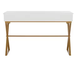 Glam White & Gold 2-Drawer Campaign Desk -Home Style Shop 810543228 A4 5